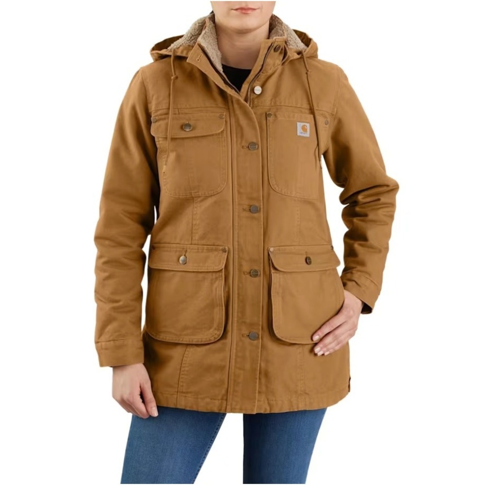 Carhartt Loose Fit Weathered Washed Duck Coat in Brown sz M